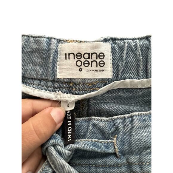 Insane Gene Jogger Shorts Denim Mid Rise Light Wash Distressed Womens Size Small - Picture 3 of 3